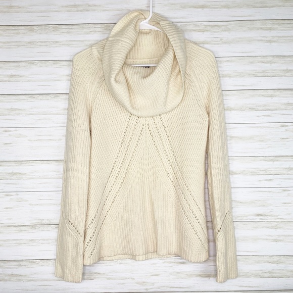 Ann Taylor Sweaters - Ann Taylor | Cream Cowl Neck Cable Knit Sweater